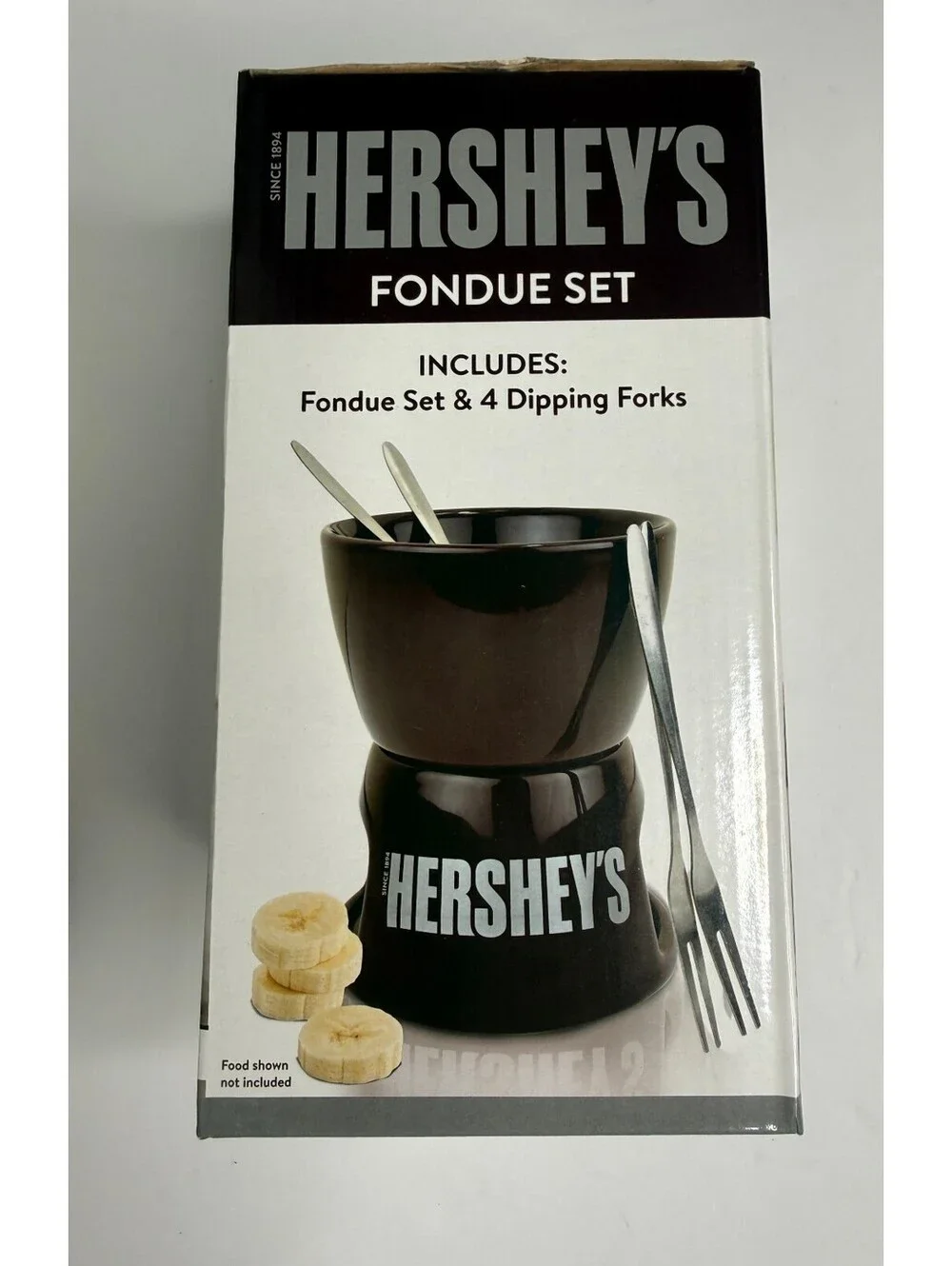 Hershey's Chocolate Fondue Set With Bow& 4 Dipping Forks New Open Box